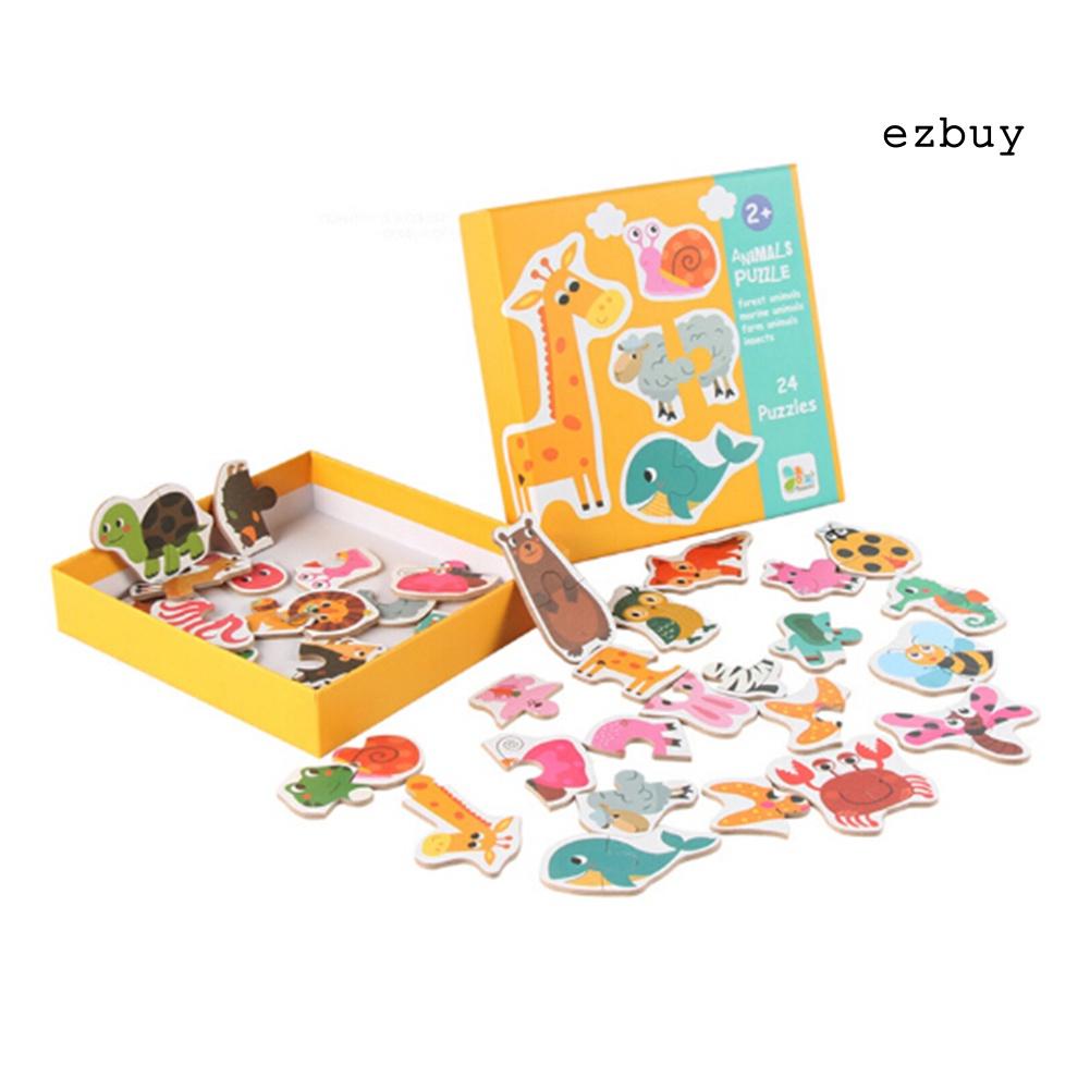 EY-24Pcs/Set Children Matching Puzzle Game Animal Cognition Kids Educational Toy