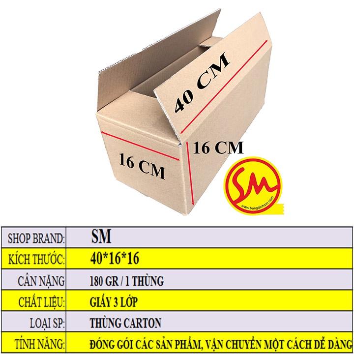 THÙNG CARTON sóng B 3 lớp 40x16x16  chuyên dùng ĐÓNG GÓI CÁC SẢN PHẨM, VẬN CHUYỂN MỘT CÁCH DỄ DÀNG