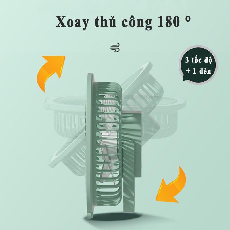 Quạt tích điện treo tường mini cầm tay quạt sạc điện có đèn để bàn Vân PHương Shop - Hàng Chính Hãng