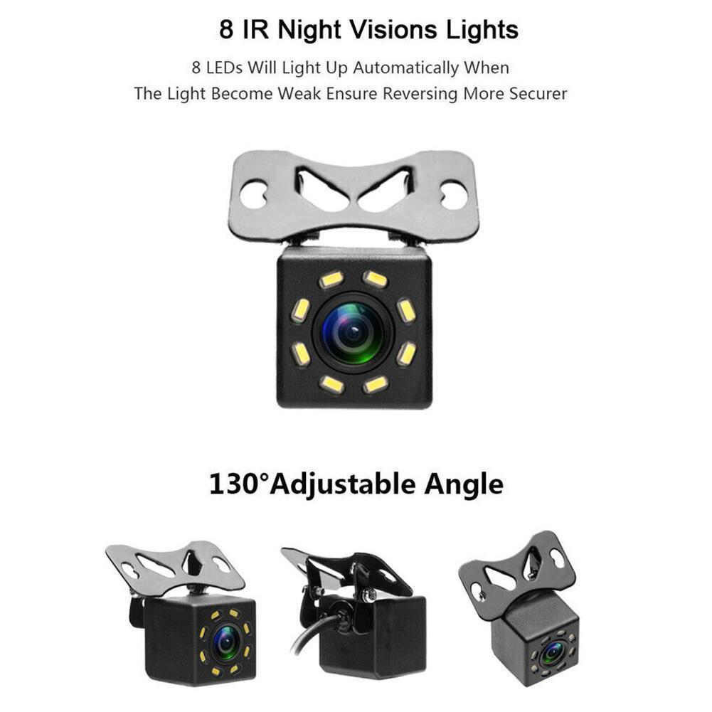 Camera Chiếu Hậu Ô Tô Nhìn Ban Đêm 170° Camera Lùi Xe 8 Bóng Đèn LED Cho Xe Hơi
