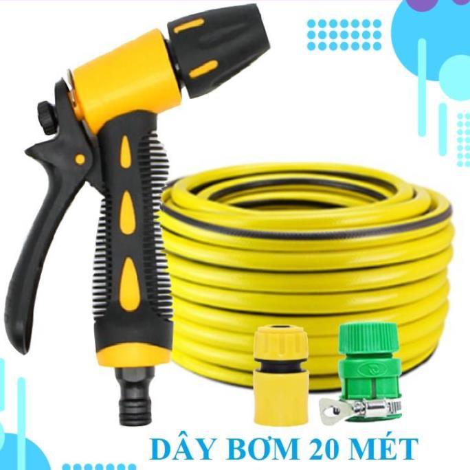 Bộ dây vòi xịt nước rửa xe, tưới cây . tăng áp 3 lần, loại 20m 206319 cút sập, nối PE