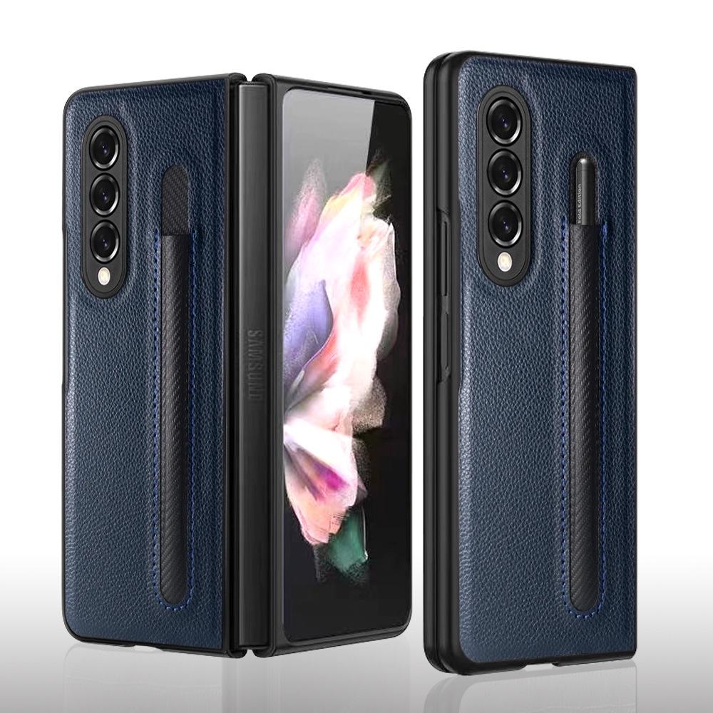 Ốp Lưng Da Cho Samsung Galaxy Z FOLD 5 / Z FOLD 4 /Z FOLD 3 Có Ngăn Đựng Bút Spen