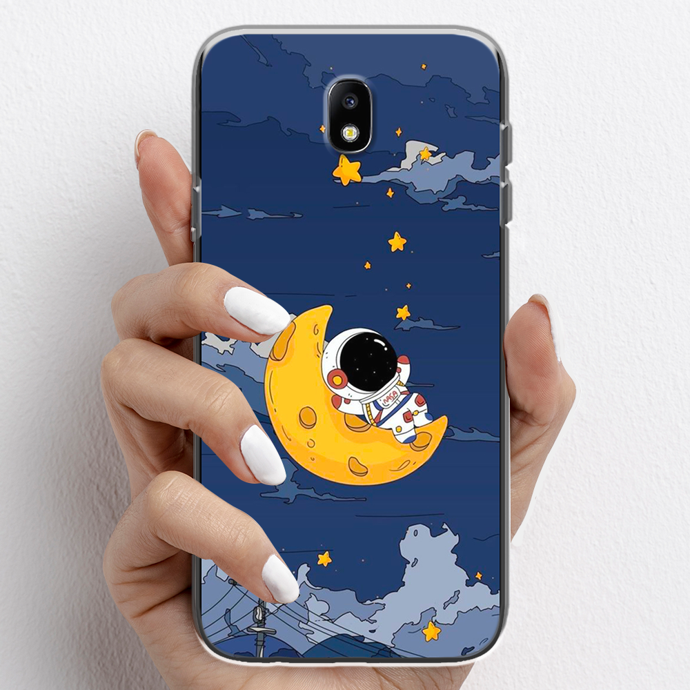 Ốp lưng cho Samsung Galaxy J3 Pro, Samsung Galaxy J7 Pro nhựa TPU mẫu Phi hành gia trăng vàng