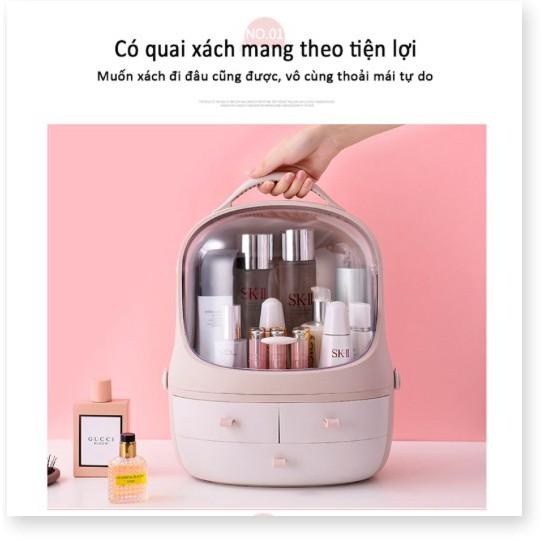 Hộp đựng mỹ phẩm có ngăn kéo , có thể đặt son và mặt nạ , chống bụi , hộp lưu trữ đa năng