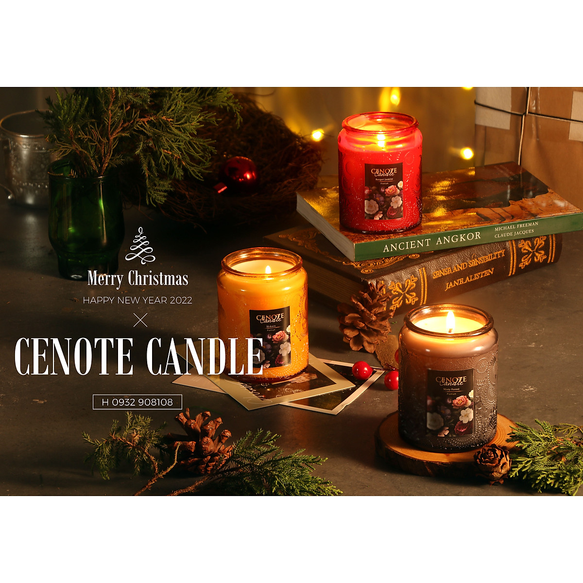 Nến Thơm Cenote Candle Tiêu Chuẩn Châu Âu, Sáp Đậu Nành An Toàn &amp; Không Khói