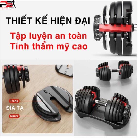 Tạ tay Dumbell 24kg điều chỉnh khóa số tự động,đa năng tạ đơn Cao Cấp (có khay đựng)