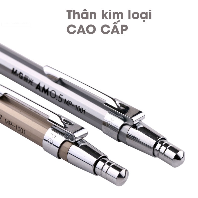 Bút chì kim bấm inox M&amp;G MP1001A-MP1001B ngòi 0.5mm, 0.7mm