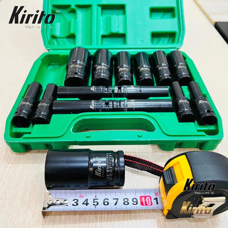 Bộ đầu khẩu 1/2 dài 8cm màu đen từ số 8-32mm cao cấp thép CRV sử dụng tháo lắp bulong chuyên nghiệp