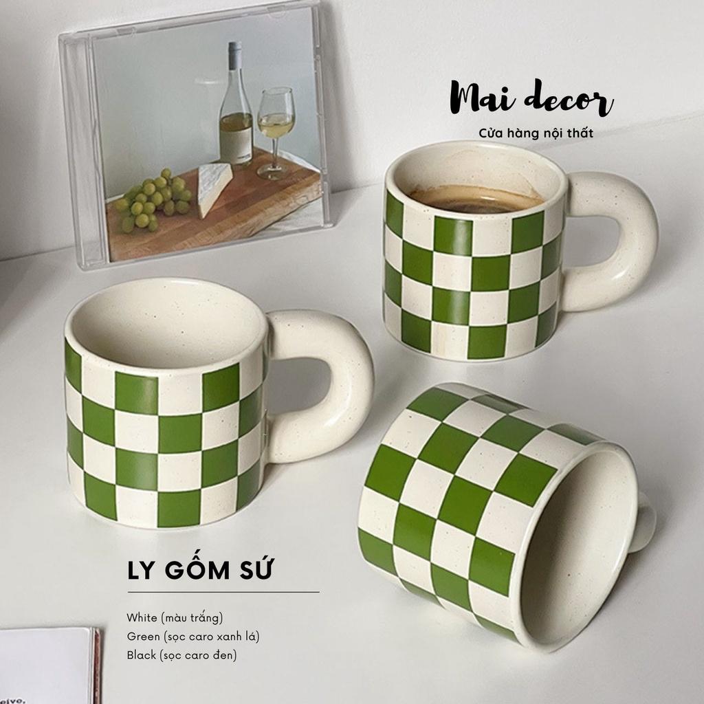 Ly dĩa gốm sứ có quai cao cấp dày dặn, họa tiết trendy phong cách Hàn Quốc Chất liệu ly được nung từ gốm sứ cao cấp, th