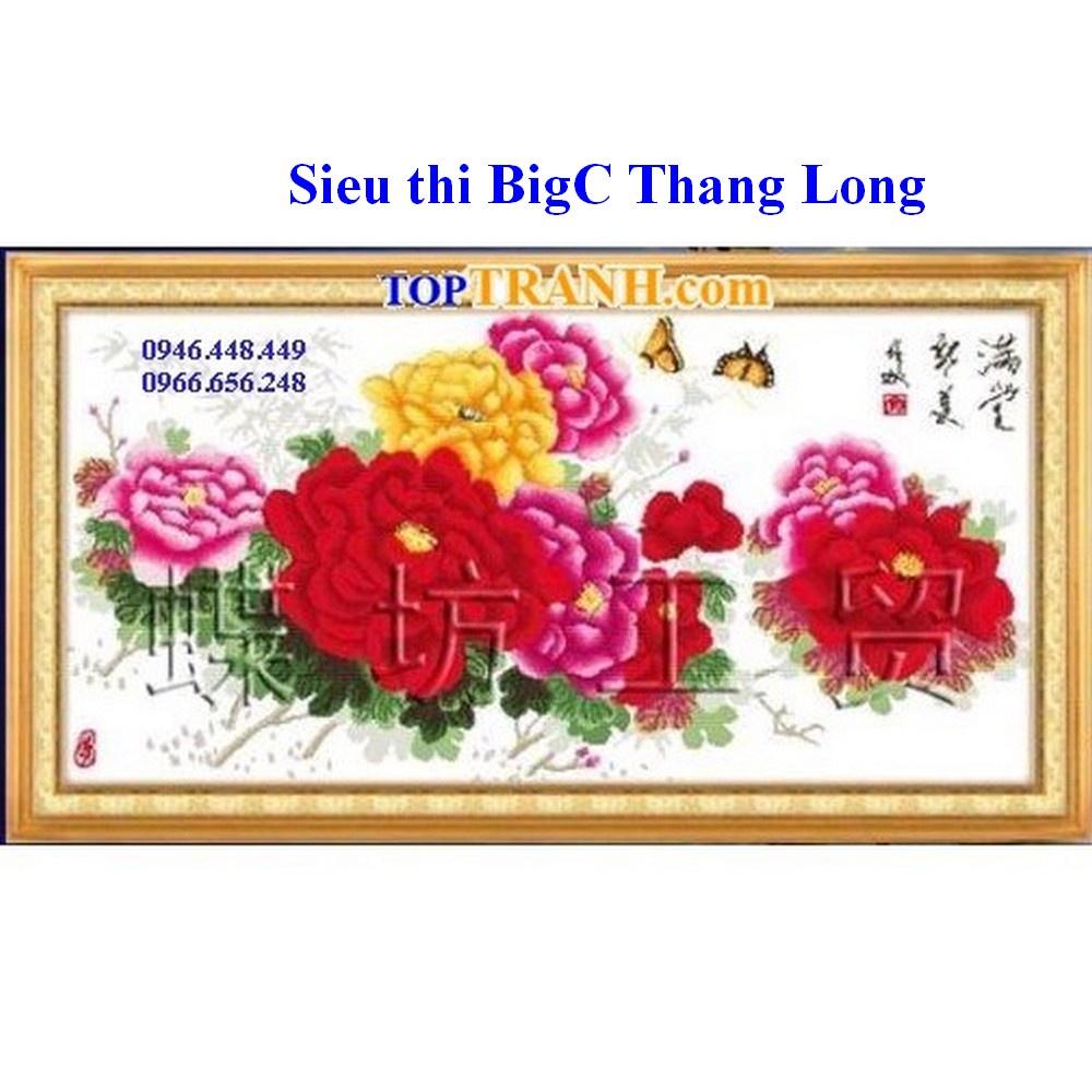 Tranh thêu chữ thập hoa mẫu đơn phú quý Z241
