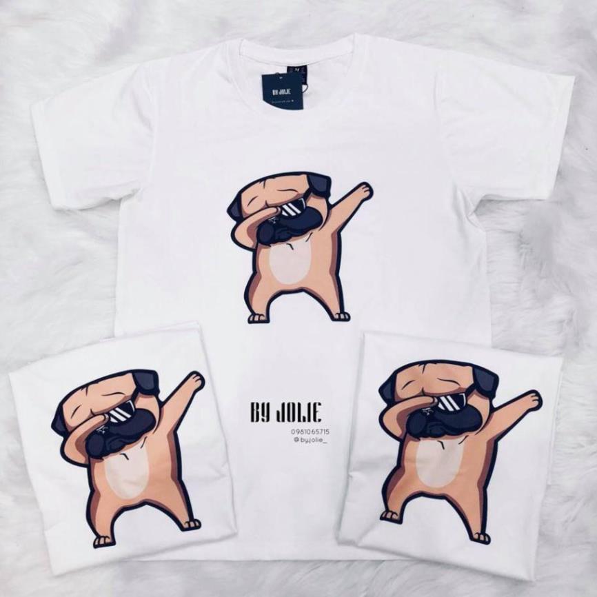 (GIÁ TỐT) Áo thun in chó ngầu, pug ngầu - Áo thun Cotton nam, nữ tay ngắn, cổ tròn