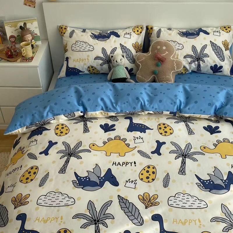 Bộ chăn ga Cotton Living M2T bedding chăn ga Hàn Quốc họa tiết công viên khủng long 100% Cotton