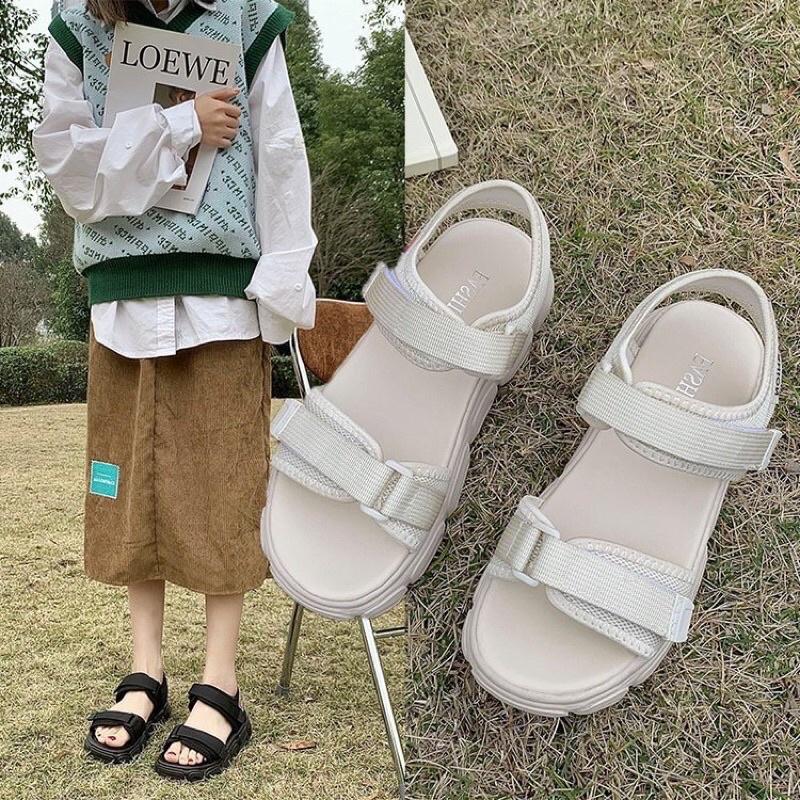 Sandal nữ, sandal 2 quai học sinh quai dán FASHION có thể điều chỉnh độ rộng bàn chân tiện lợi, siêu nhẹ