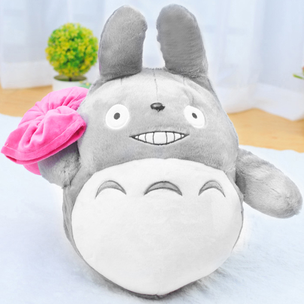 Gấu bông mèo totoro cầm túi hồng (40 cm) gb56 (Màu Xám Trắng)