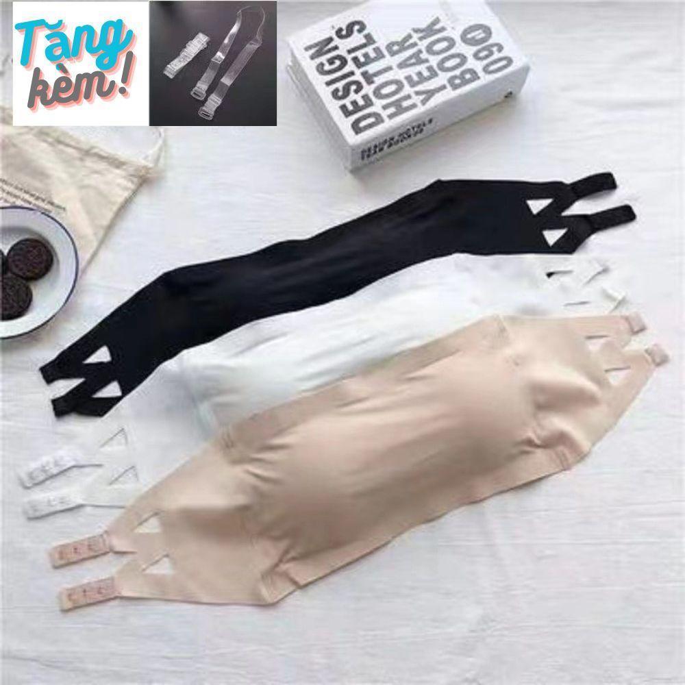 Áa bra quây, cài sau có đệm ngực, chất vải su lụa băng siêu mát, không dây, mềm mại, quyến rũ cho nữ Áo Women Đen - Da