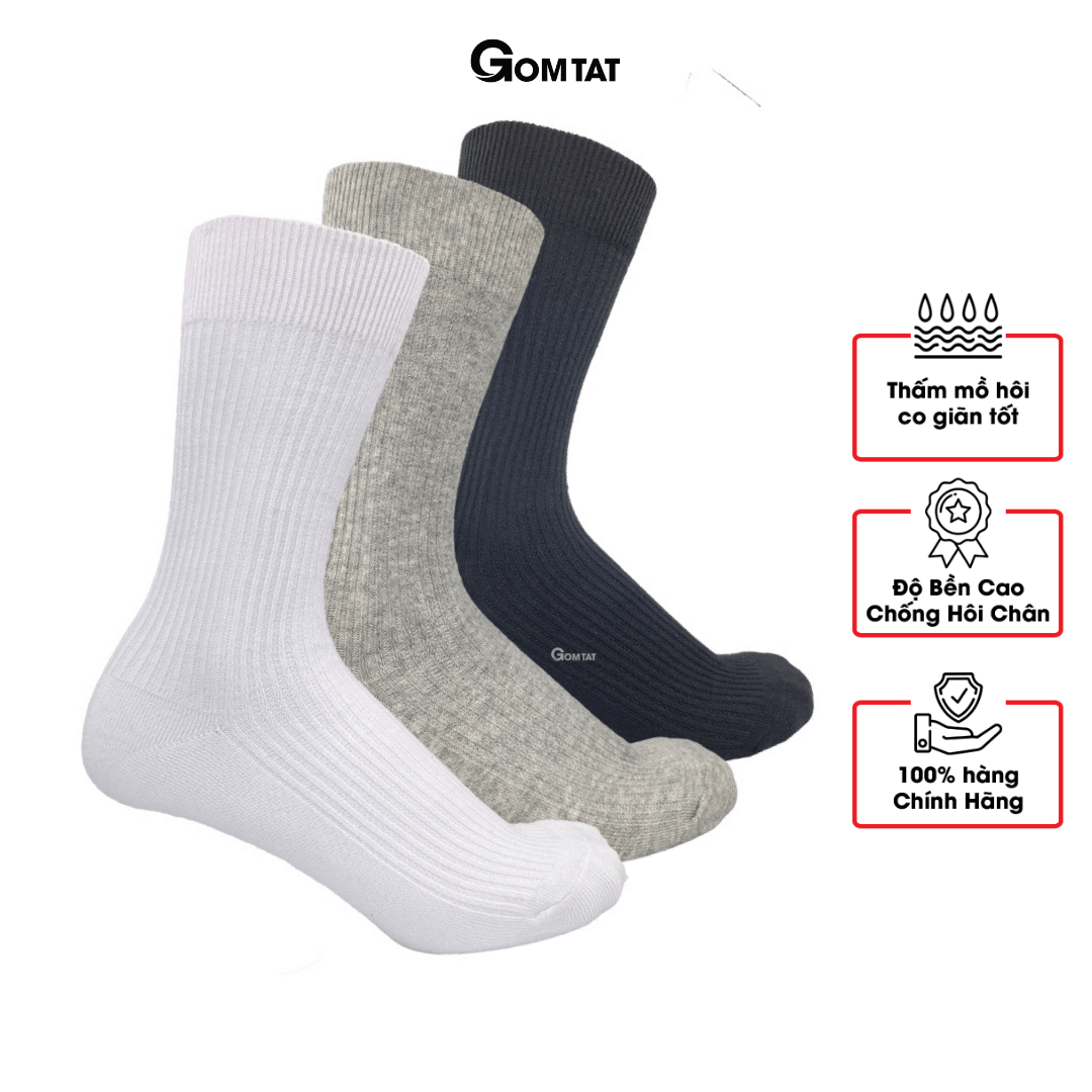 Tất Vớ Cổ Cao Nam Nữ, Tất Cao Cổ 25cm Chất Liệu Cotton Êm Mềm Đi Thoáng - FIVE-TAY10