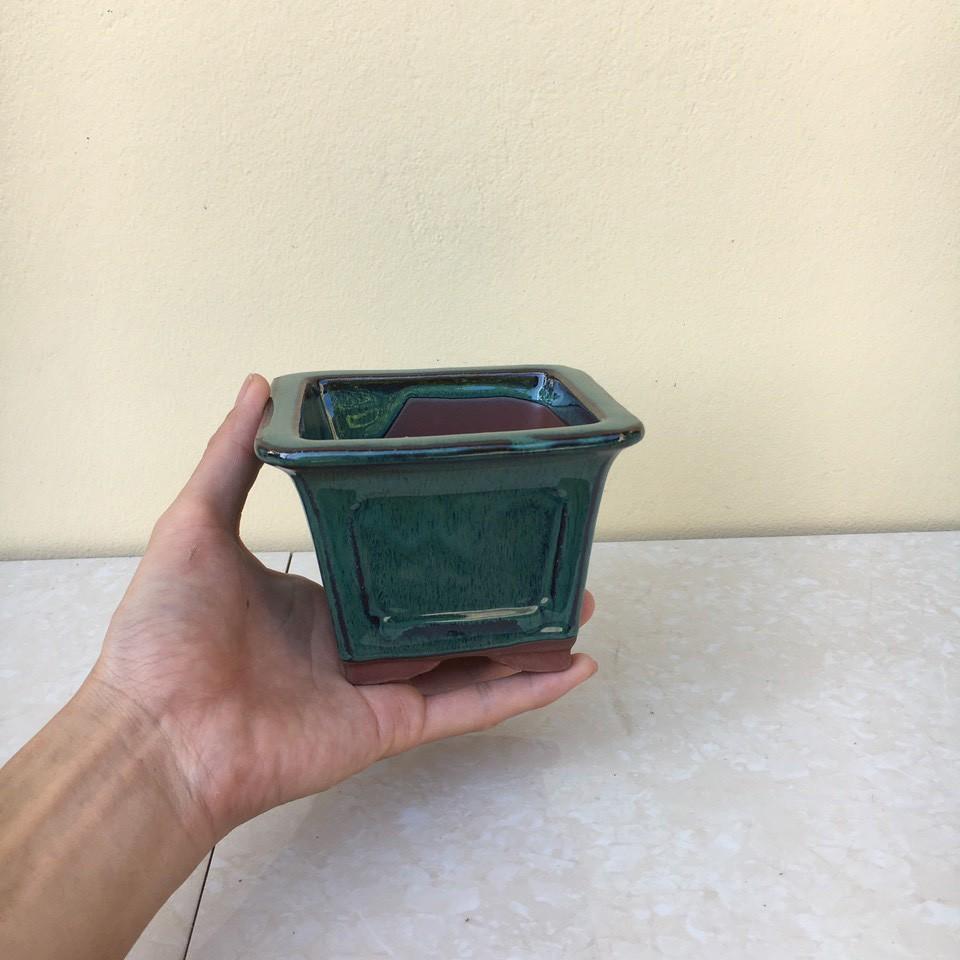 Chậu bonsai Vuông mini men hỏa biến gốm Bát tràng 1 size BM-27
