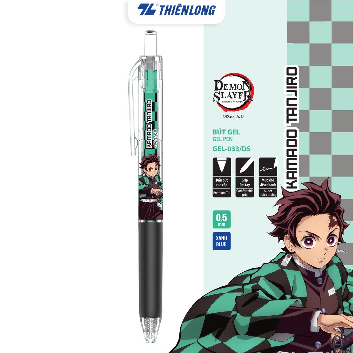 Combo 5/10/20 Bút gel Quick Dry Thiên Long Gel-033/DS Phiên bản đặc biệt Demon Slayer  - Mực khô siêu nhanh