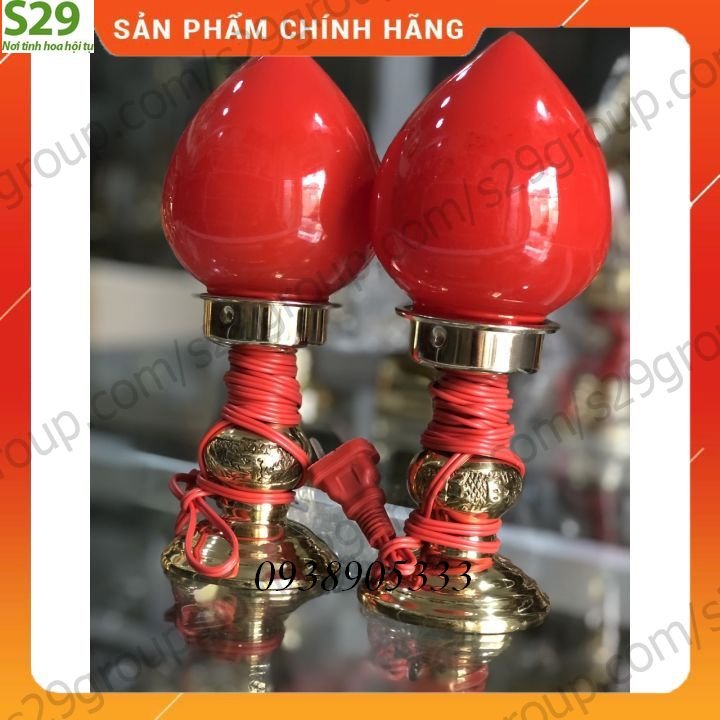 Compo đôi đèn thờ bằng đồng cao 21cm,đồ thờ cúng cao cấp