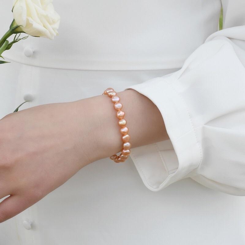 Vòng Tay Hạt Dẹt Màu Cam Dễ Thương - Trường Thịnh Ngọc Trai