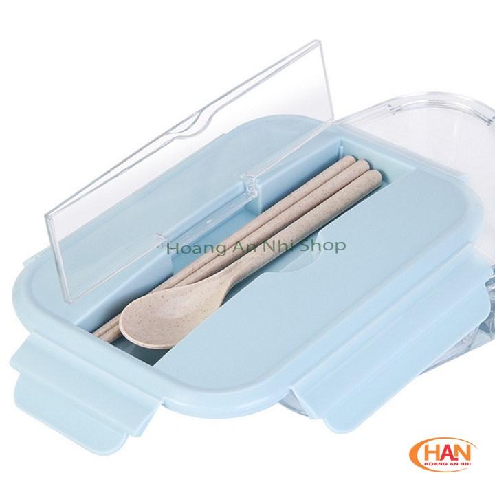 Bộ Hộp Cơm Văn Phòng Chất Liệu Thủy Tinh Cao Cấp Có Chia Ngăn Tiện Dụng - Tặng Kèm Túi Giữ Nhiệt Và Bộ Muổng Đũa