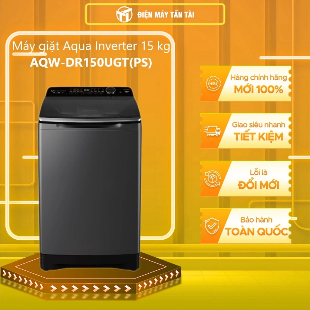 Máy giặt Aqua Inverter 15 kg AQW-DR150UGT(PS) - Hàng chính hãng (chỉ giao HCM)