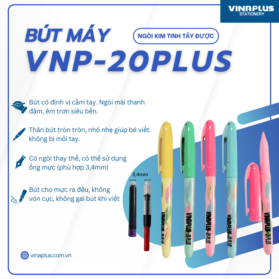 Bút Máy Vinaplus VNP-20 PLUS – Bút Luyện Chữ - Ngòi Kim Tinh Êm Trơn