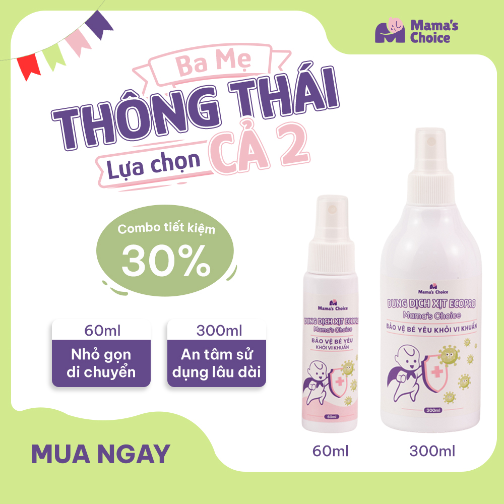 Xịt Khử Khuẩn EcoPro Mama's Choice, Xịt Khuẩn Đồ Dùng Cho Bé, Bình Sữa Núm Ti Giả, Bảo Vệ Bé Yêu An Toàn