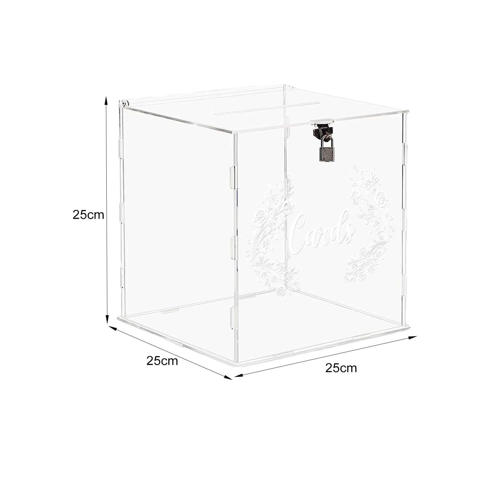 Acrylic Wedding Cards Box Money Gift Holder Box Decoration Wedding Keepsake Box with Lock for Wedding Reception Anniversary Graduation, 9.84x9.84''