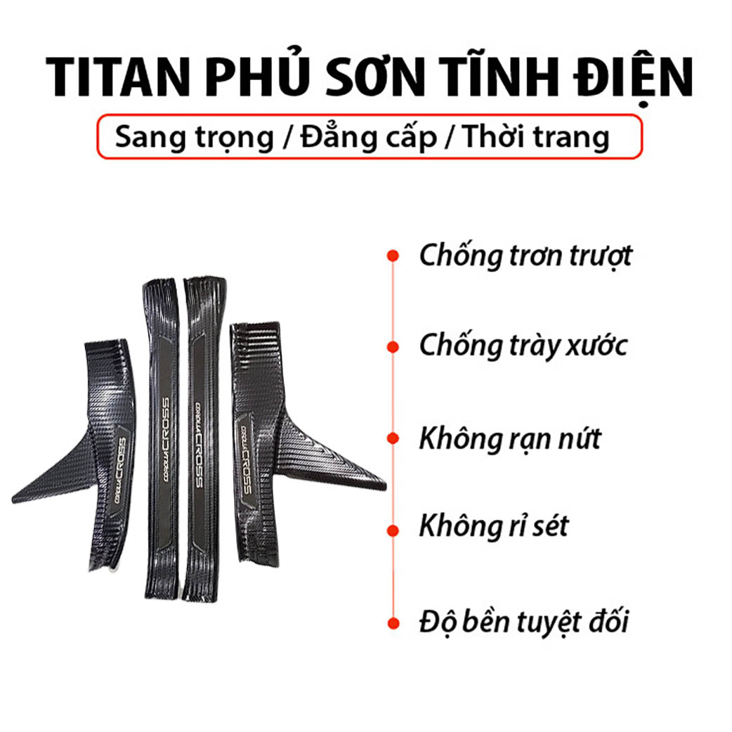 Ốp bậc cửa Titan dành cho xe ô tô TOYOTA CROSS - Hàng Chính Hãng TDVN