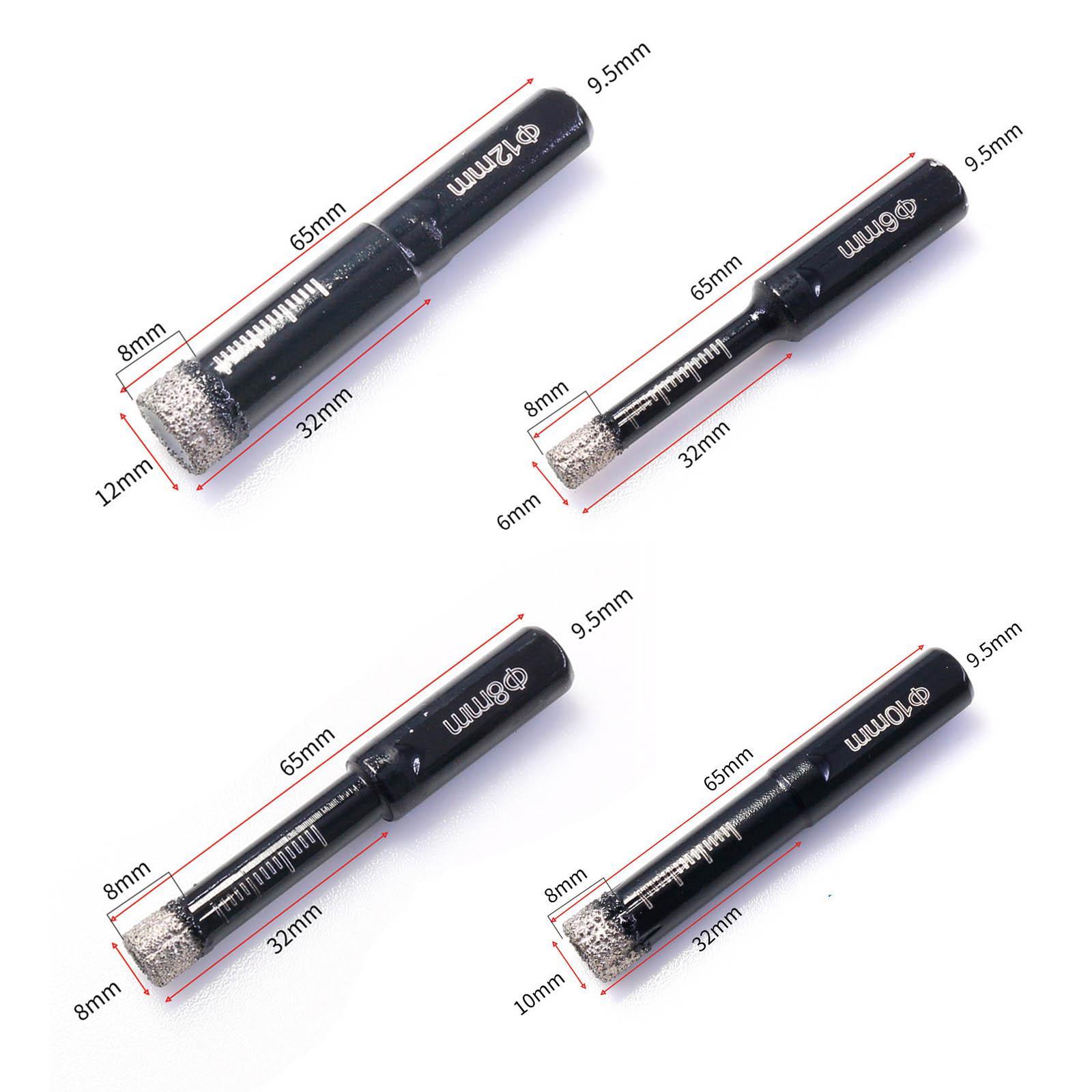 Dry Diamond Drill Bits Set 6/8/10/12mm Core Drill Bit Kit for Porcelain Marble Tile/Ceramic
