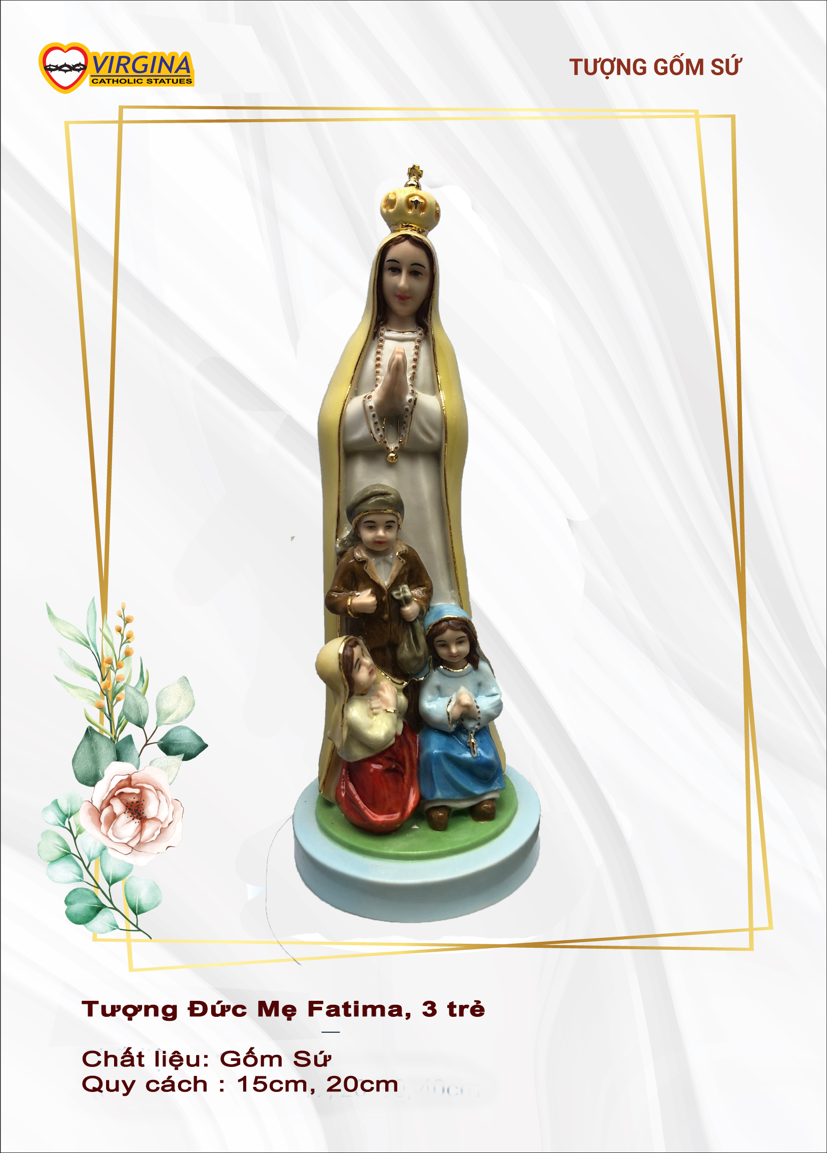 Tượng sứ - Mẹ Fatima và ba đứa trẻ