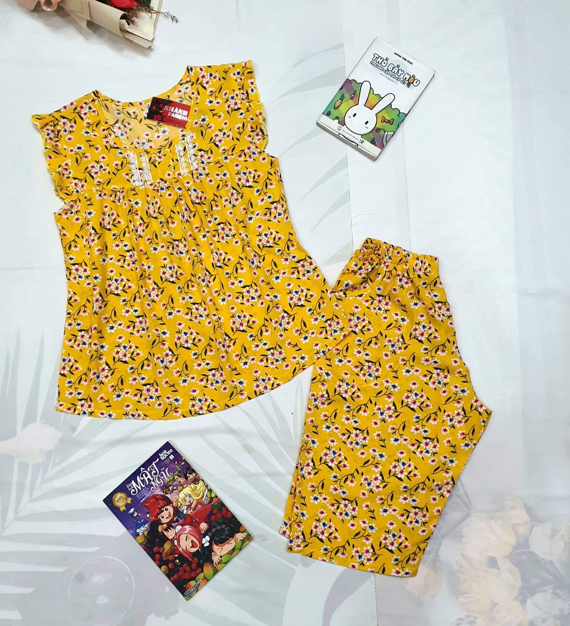 [40kg - 80kg] Đồ Bộ Măc Nhà, Đồ Bộ Nữ Lửng Tole (Lanh) 2 Da Tay Cánh Tiên Bigsize, Màu Số 6