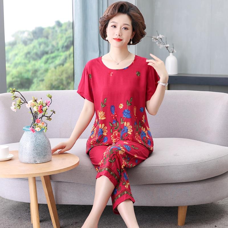 Bộ quần áo mặc nhà cho mẹ chất lanh đũi không nhăn