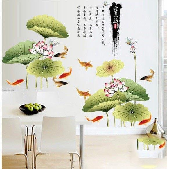 DECAL DÁN TƯỜNG ĐẦM SEN TO 3