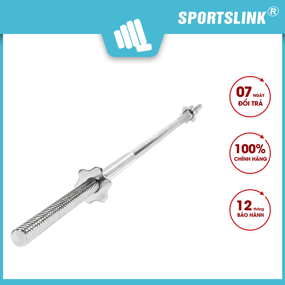 Đòn tạ ren Xi Mạ Crom cao cấp Sportslink - 1m2