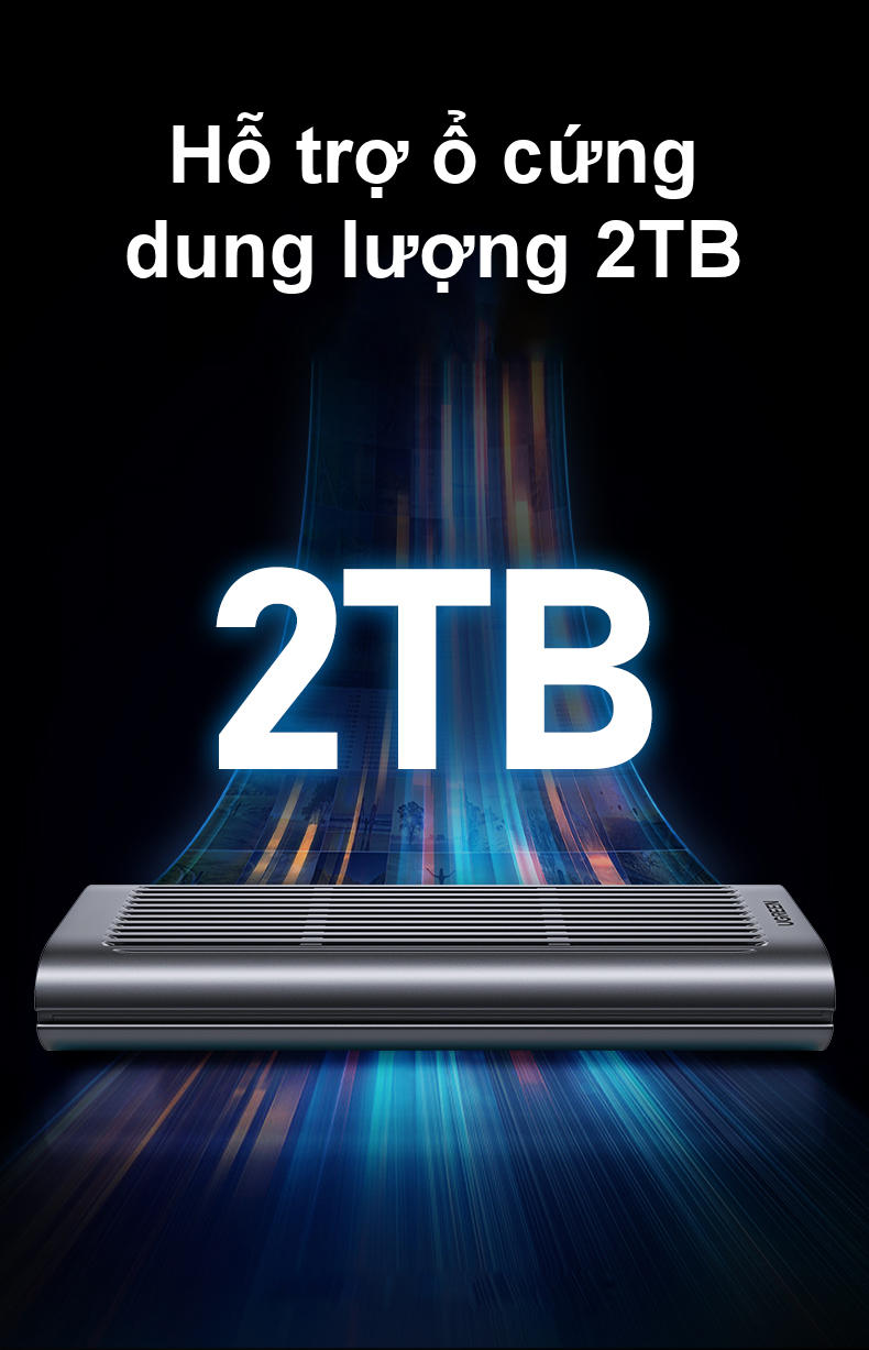 Hộp đựng ổ cứng M.2 UGREEN CM343 80336 - Tốc độ truyền 40Gpbs -Thunderbolt 3-hỗ trợ ổ cứng 2 TB - Hàng nhập khẩu chính hãng