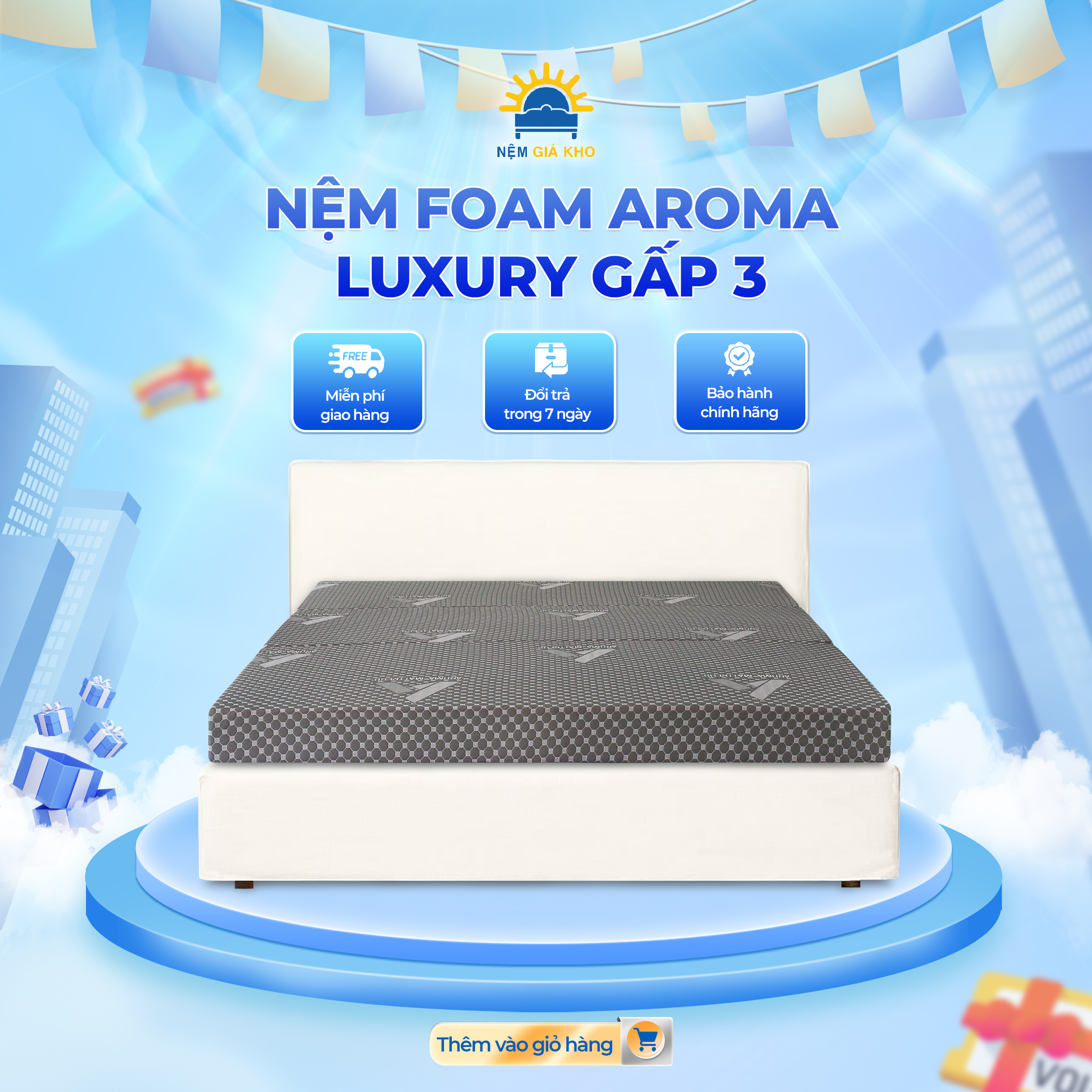 Nệm Foam Aroma Luxury gấp 3
