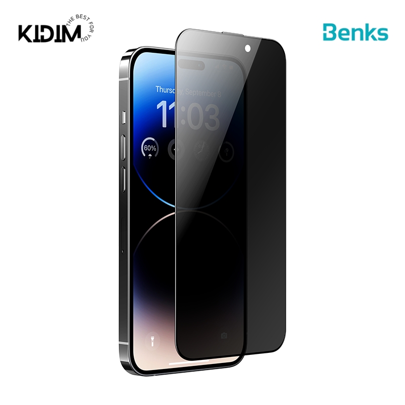 Kính Cường Lực Benks Curved 0.3mm 3D chống nhìn trộm cho iPhone14 Pro Max/14 Pro/14 Plus/ 14 - Hàng chính hãng