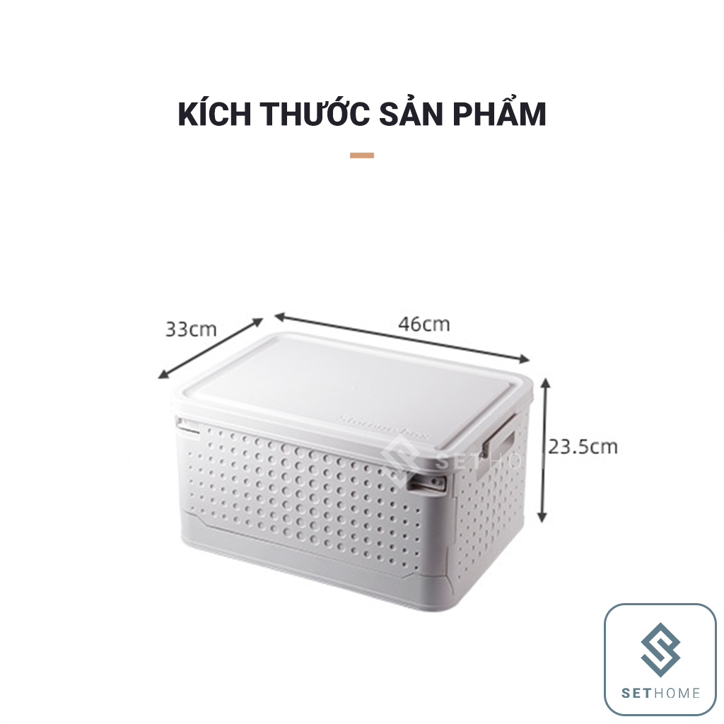 Thùng đựng đồ gấp gọn SETHOME đựng quần áo sách vở đồ chơi dung tích 36L có bánh xe