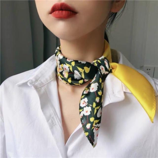 Khăn bandana choàng cổ lụa vuông mini size 53x53cm - Maben