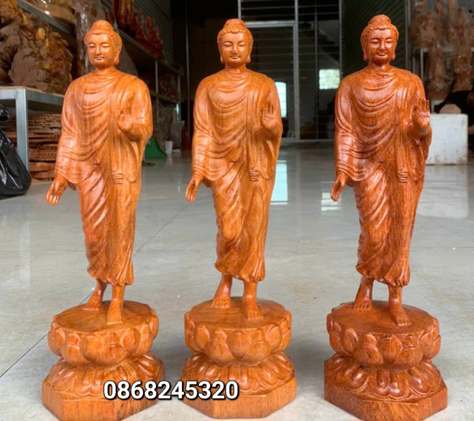 Tượng phật thích ca bằng gỗ hương đá kt cao 30×9×9cm