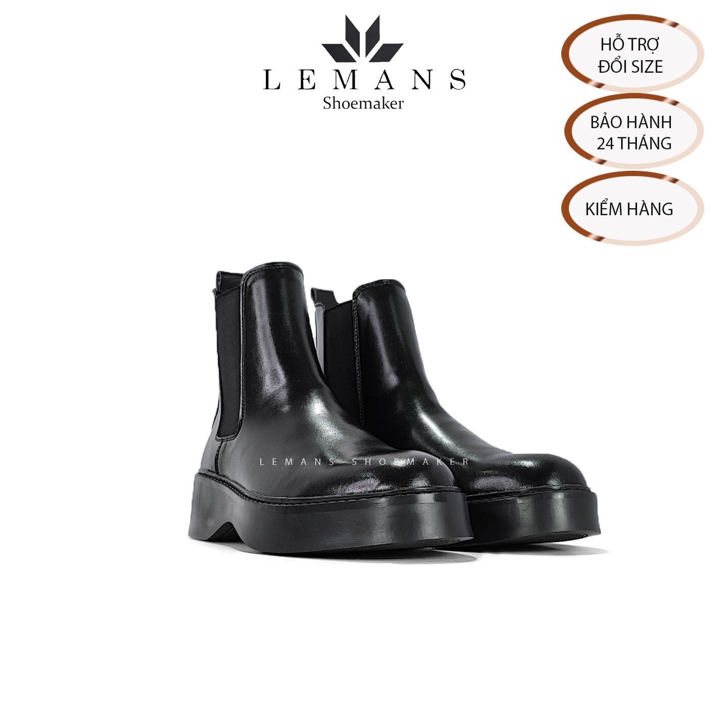 The Breakthrough Chunky CHELSEA Boots Lemans - BST độc quyền, đế cao 6cm Full cao su nguyên khối Da bò nguyên tấm BH 24T