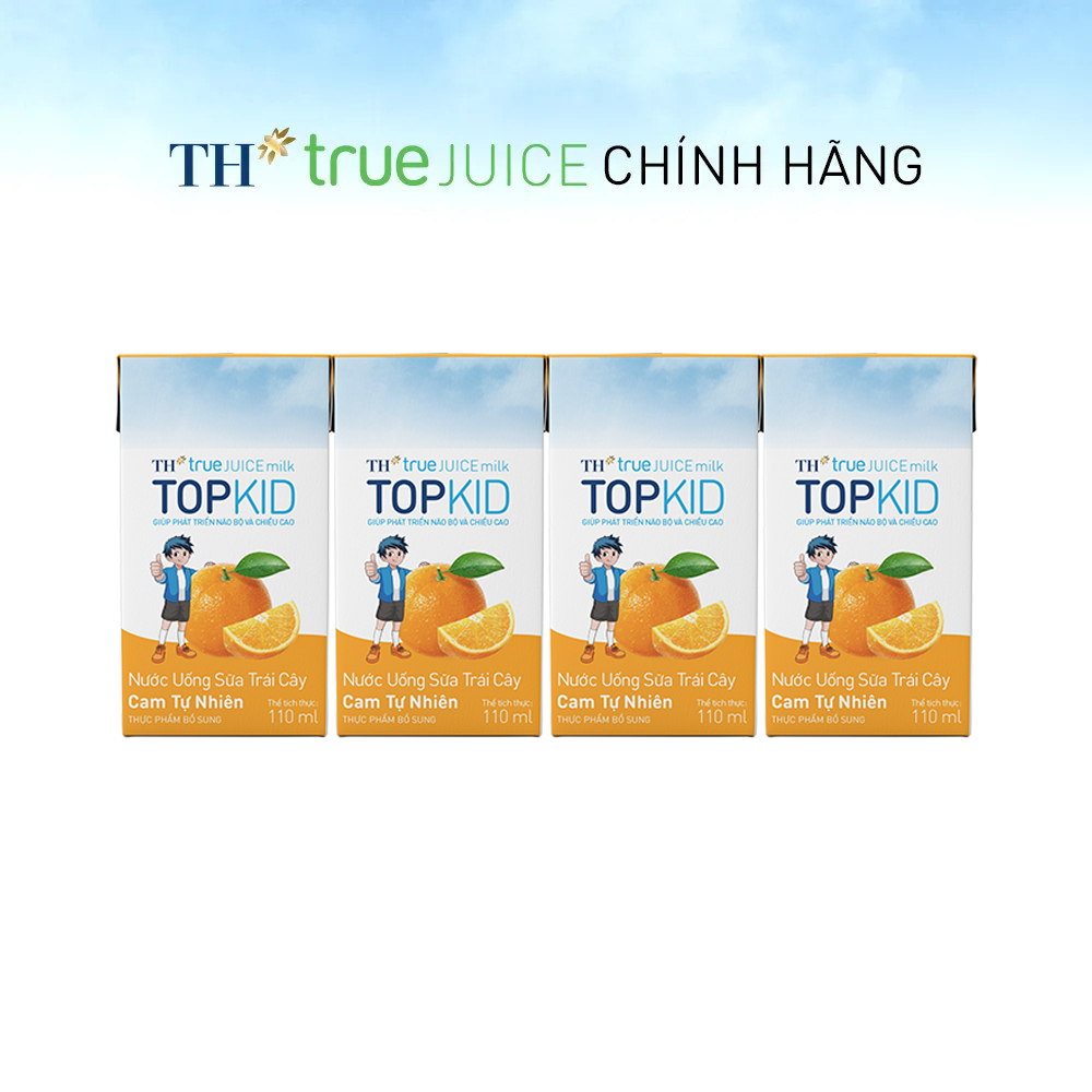 Hình ảnh Thùng 48 hộp sữa trái cây TOPKID hương cam tự nhiên TH True Juice Milk 110ml (110ml x 48)