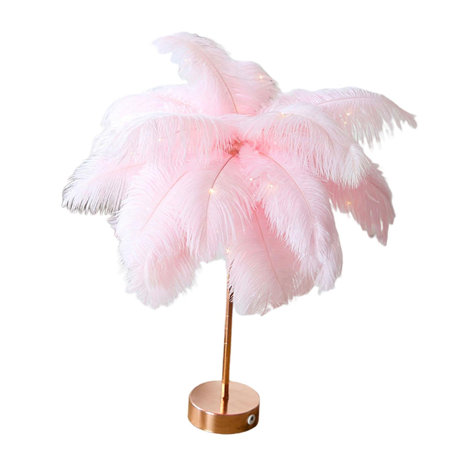 Feather Table Lamp  Nightlight Bedroom Hallway Sconces Decor Pink