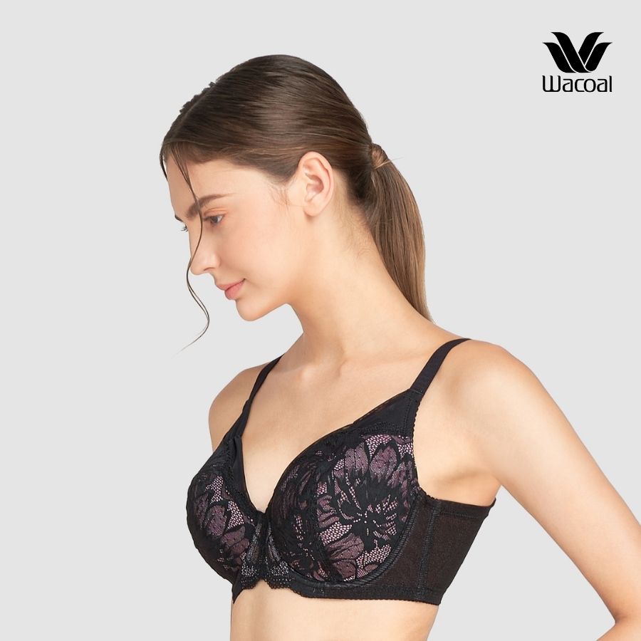 Áo lót nữ Wacoal IES3443 big size, có gọng, ren, không mút, nâng vừa, bản lưng to
