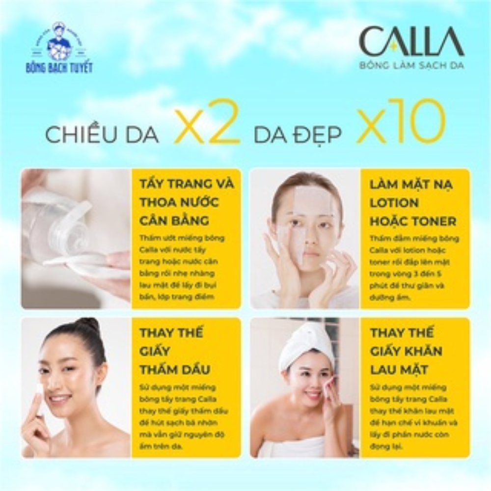 Combo 2 Túi Bông Tẩy trang làm sạch da Bông Bạch Tuyết Calla Mềm mịn