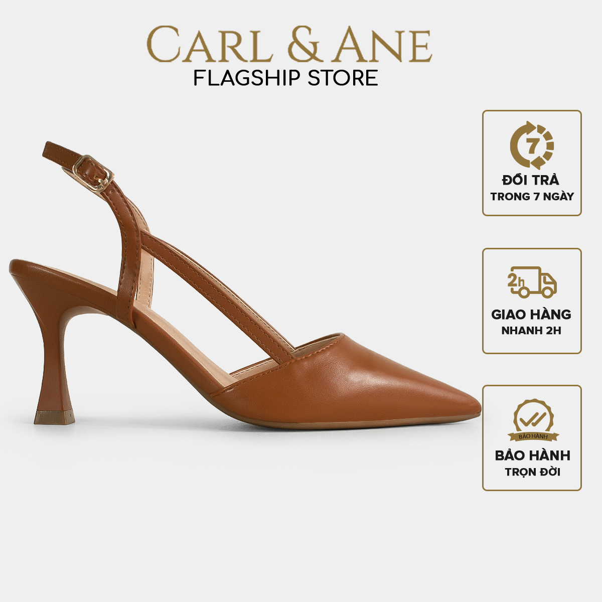 Carl & Ane - Giày cao gót nhọn bít mũi phối dây quai mảnh thời trang công sở cao 7cm - CL033