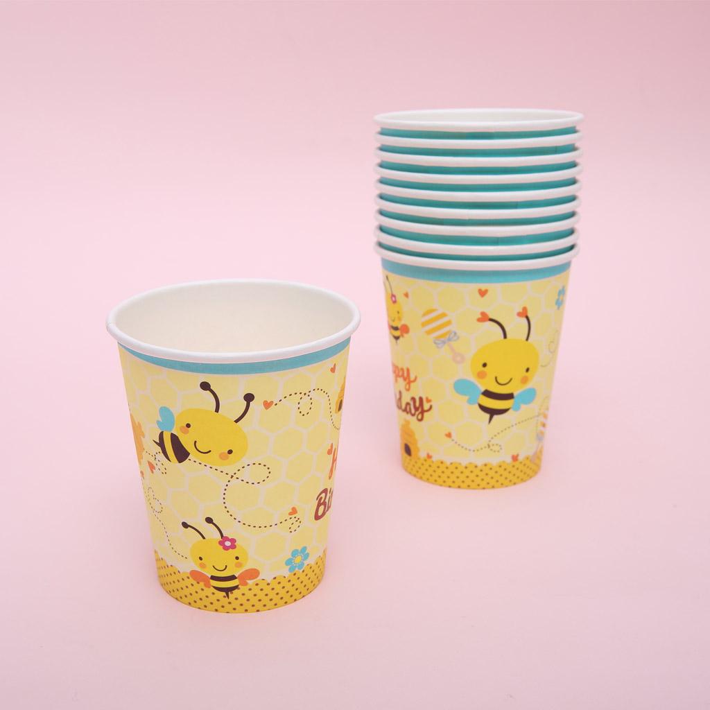 Pack of 10pcs Honeybee Paper Disposable Cups Party Tableware Baby Shower