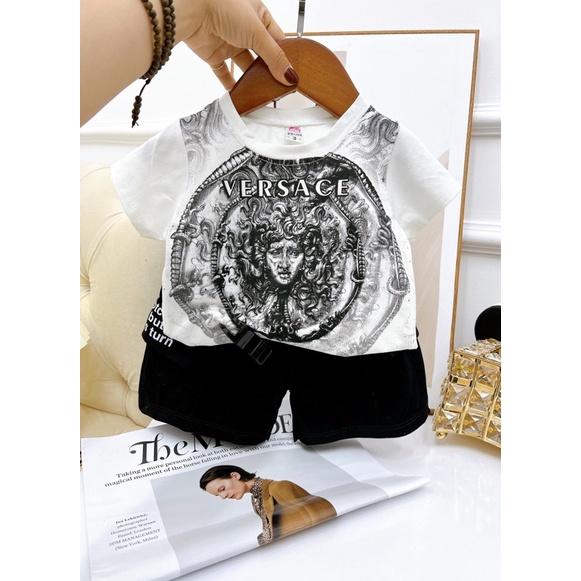 Set áo cotton họa tiết đại bàng phong cách cho bé trai 10-14kg